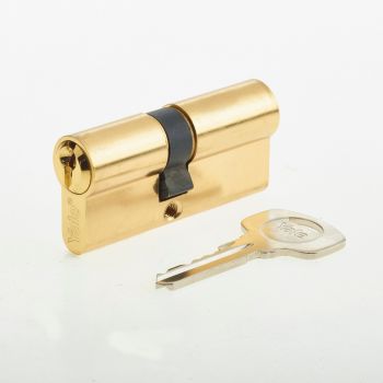 Yale Cylinder Double Euro Profile Key + Key 80mm (40+40) Polished Brass 500 Series #10-0502-4040-00-02-01