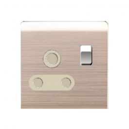 Milano Switch Socket 1Gang 15A Round Pin Brushed Gold 210800600012
