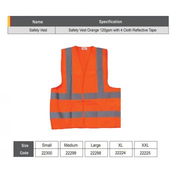 Starex Safety Vest Orange XXL w/4 Cloth Reflective Tape 120GSM ST22225