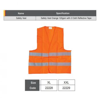 Starex Safety Vest Orange XXL w/2 Cloth Reflective Tape 120GSM ST22229