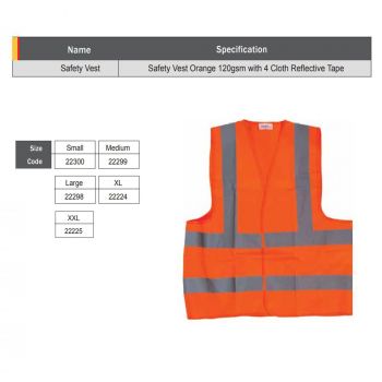 Safety Vest Orange Medium w/4 Cloth Reflective Tape 120GSM Starex Brand ST22299