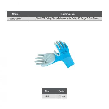 Starex Safety Gloves 10" 13G Blue Polyester Nitrile Grey Coated ST22302