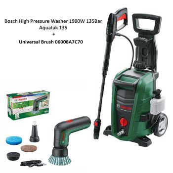 Bosch High Pressure Washer 1900W 135Bar Aquatak 135 + Universal Brush 06008A7C70