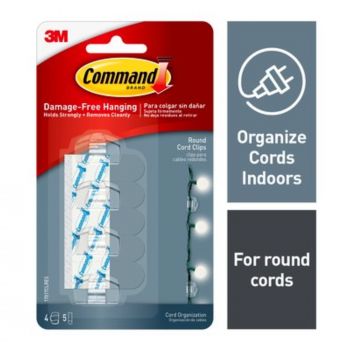 3M Clear Round Cord Clips/Clear Strips [4clips,5Strips] 17017