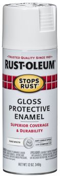 Spray Paint Stops Rust Protective Enamel Gloss Pure White 12oz 250702 Rust-Oleum