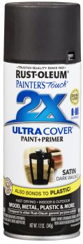 Spray Paint Painters Touch 2X Satin Dark Walnut 12oz 257462 Rust-Oleum