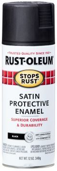 Spray Paint Stops Rust Protective Enamel Satin Black 12oz 7777830 Rust-Oleum