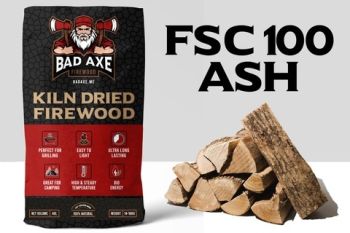 Bad Axe Firewood Blocks 40Ltrs Sack ASH BA40LBRC 