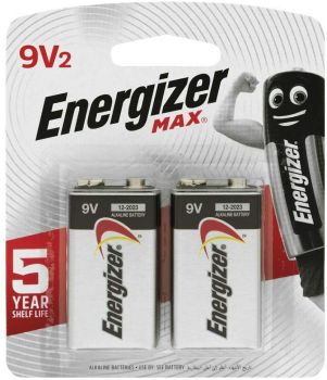 Energizer 9V Square Max Alkaline Batteries 522 BP2