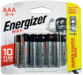 Energizer AAA Max Alkaline Batteries E92 BP12