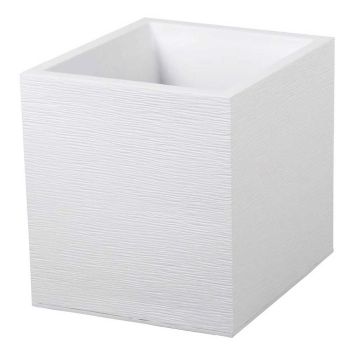 EDA Graphite Square Pot 39.5 x 43.5cm 31Ltrs White 13733