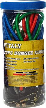 Bungee Cords Assorted Sizes 22Pcs VI-BG22 Vitaly