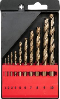 YATO Twist Drill Bit Co-HSS 10pcs/set 1-10mm in Plastic Box  YT-41603