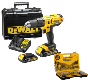 Dewalt Cordless Hammer Drill 18V 1.5Ah With 2 Battery & Charger + 100pcs Bit Set DCD776S2A-B5 With 